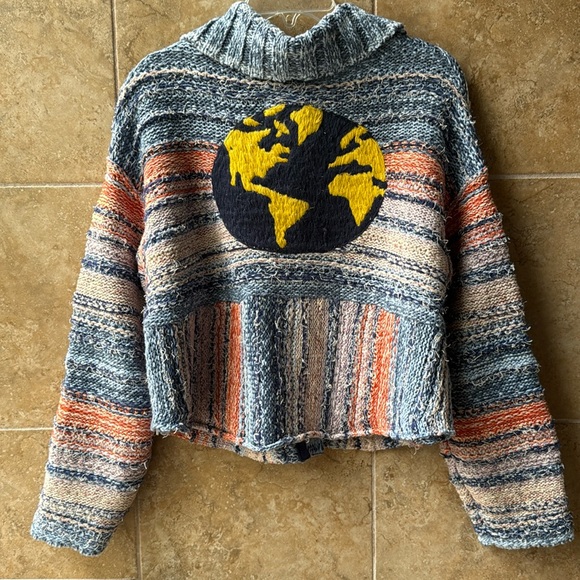 Anthropologie Pilcro Embroidered Earth Cardigan Sweater Iconic World ๐ EUC - Picture 7 of 16
